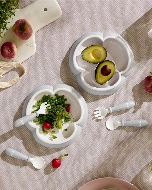Set of 2 plates and cutlery Grey colour  Babybjörn
