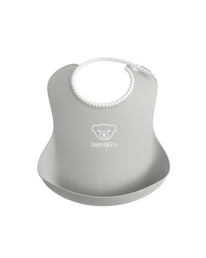 Bib with catch pocket Grey colour  Babybj&ouml;rn