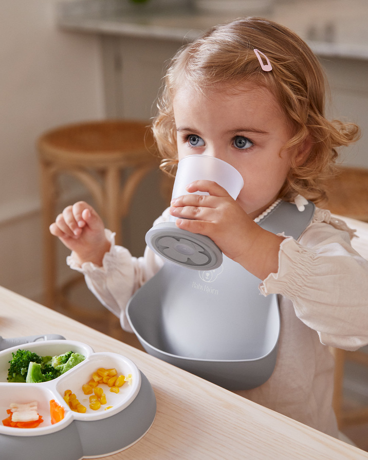 Bib with catch pocket Grey colour  Babybj&ouml;rn