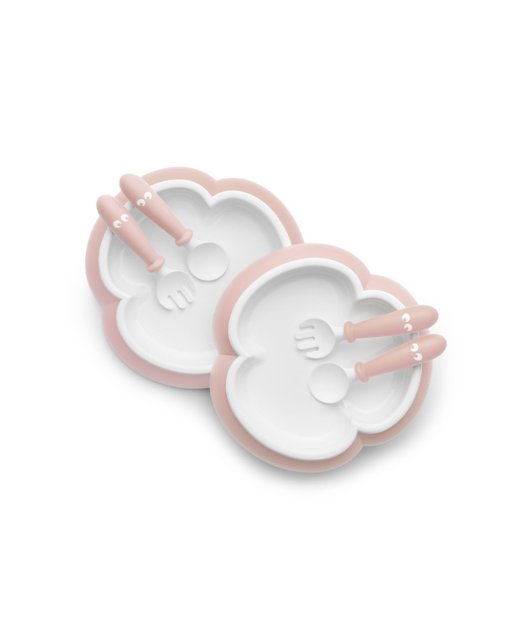 Set of 2 plates and cutlery Pastel pink colour  Babybj&ouml;rn