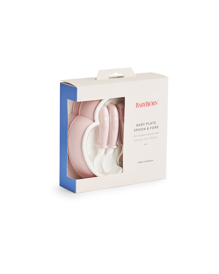 Set of 2 plates and cutlery Pastel pink colour  Babybj&ouml;rn