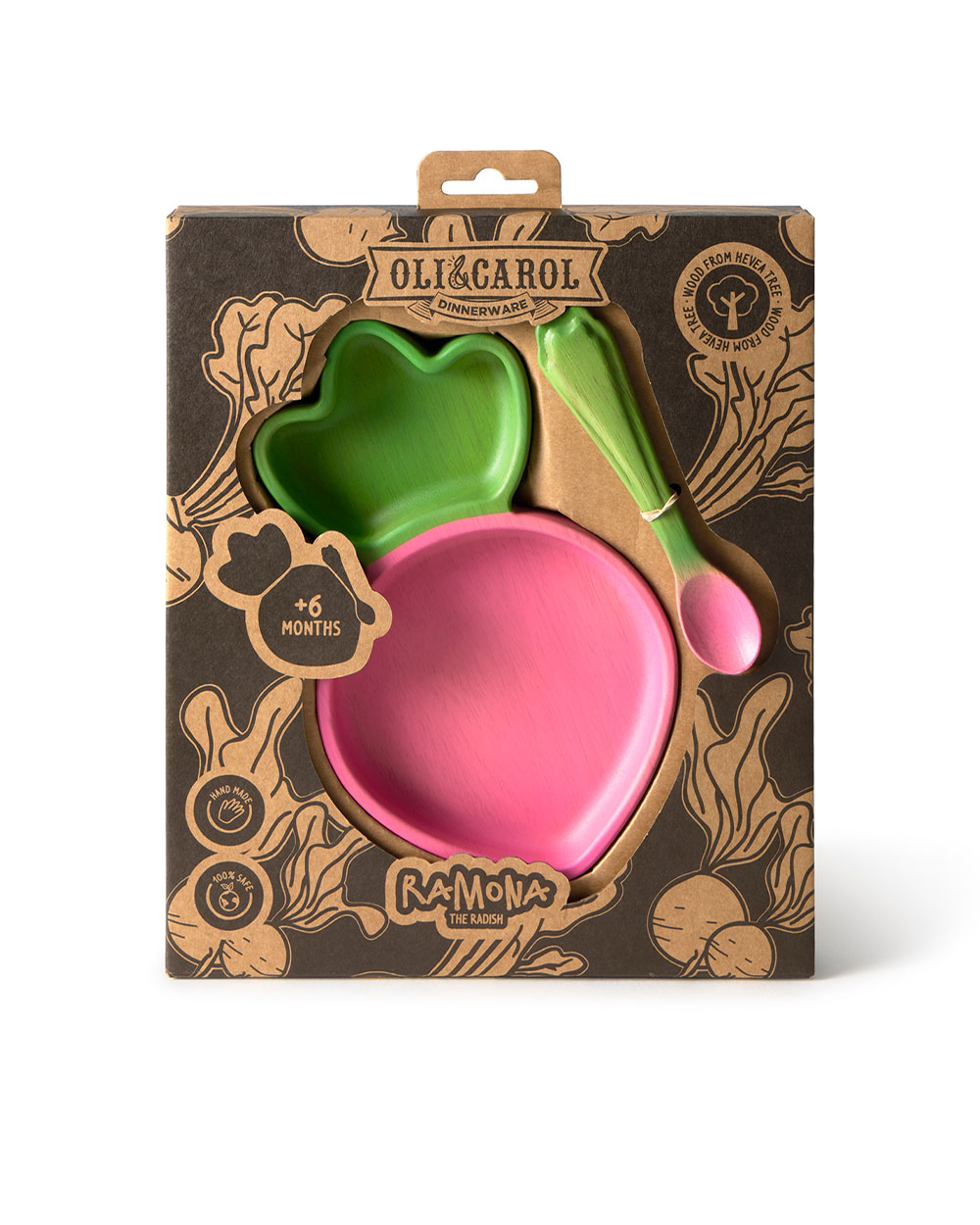 Plate and spoon set Ramona the radish  Oli & Carol