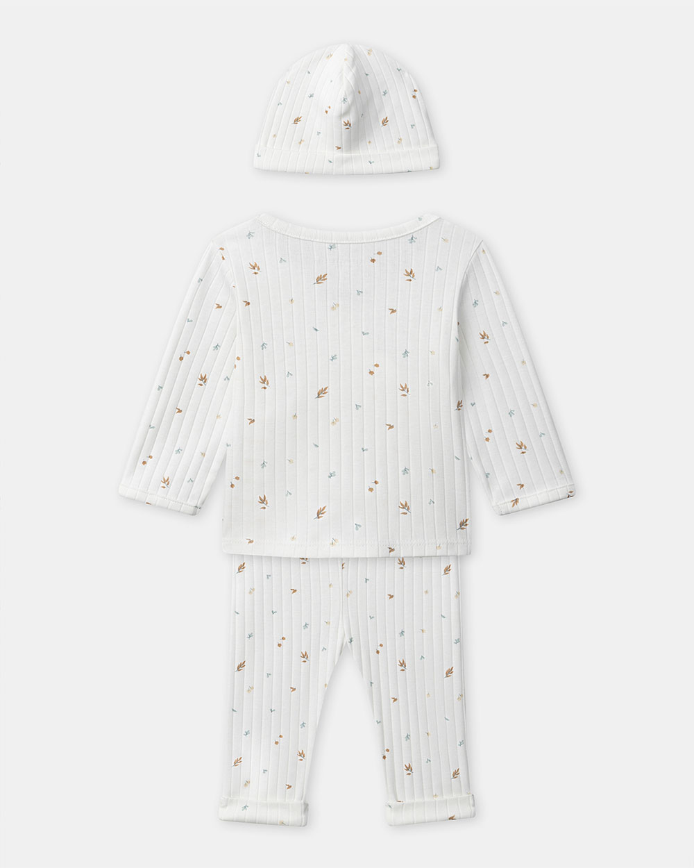 Set with top, trousers and leaf print hat Ecru colour  Sergent Major