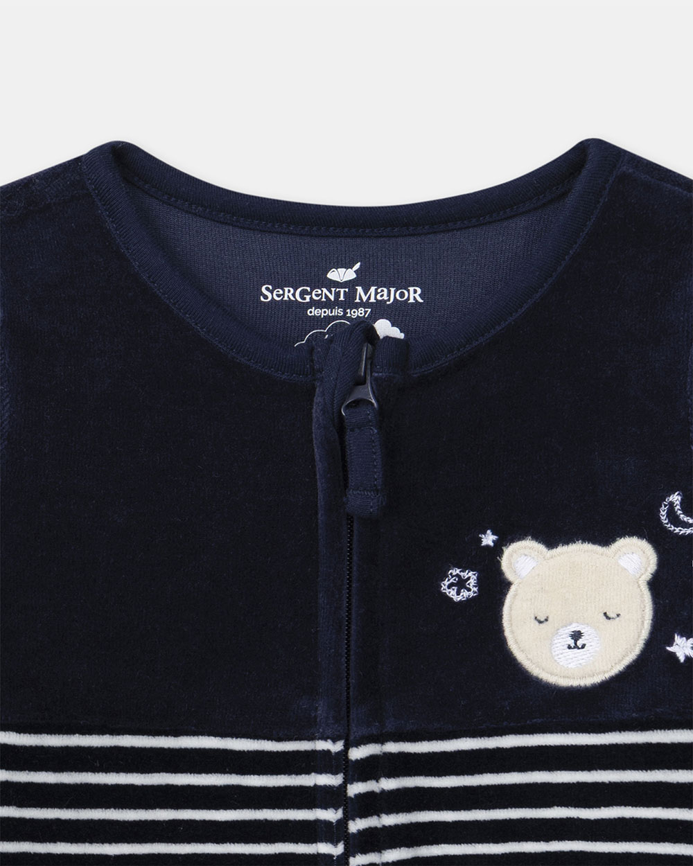Striped velvet sleepsuit Navy blue colour  Sergent Major