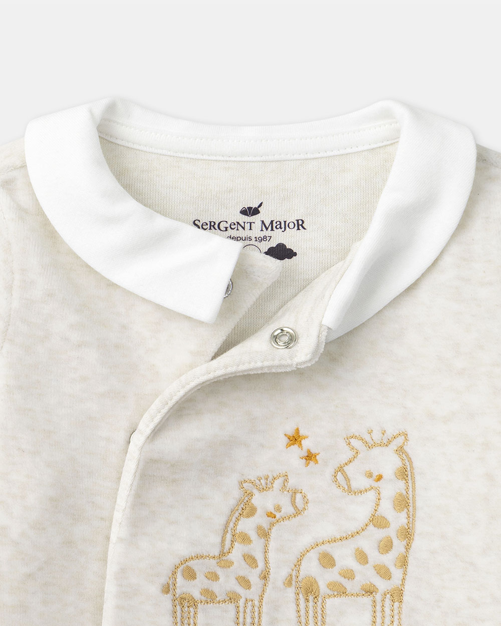 Sleepsuit with giraffe embroidery Beige colour  Sergent Major