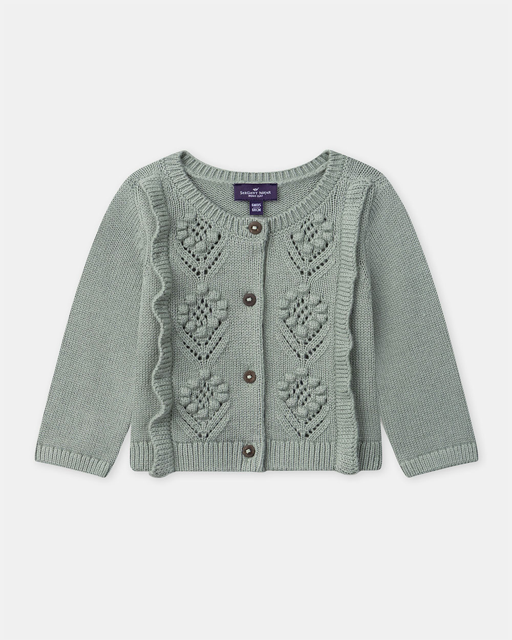 Openwork cardigan with ruffles Green colour  Sergent Major