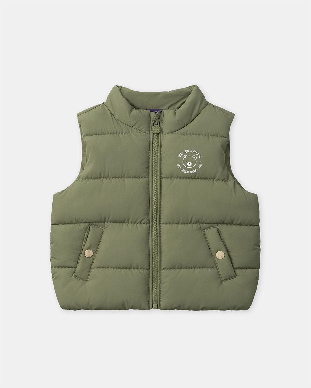 Sleeveless quilted jacket Khaki colour Sergent Major