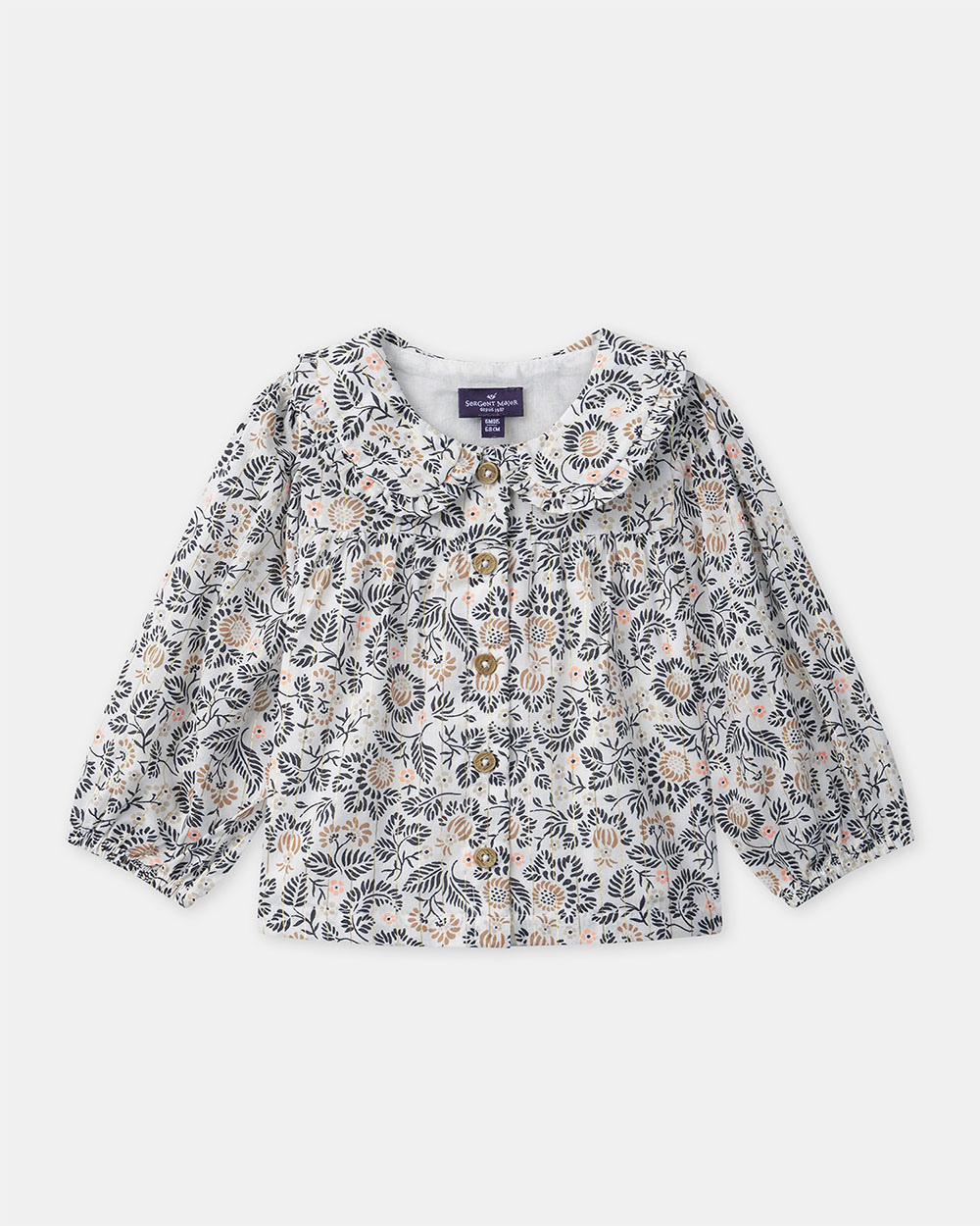 Floral print blouse with collar Dark grey colour  Sergent Major