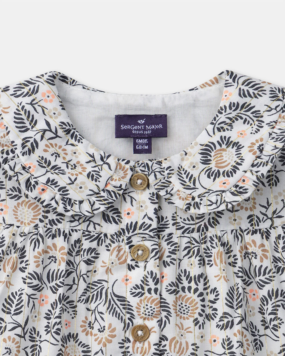 Floral print blouse with collar Dark grey colour  Sergent Major