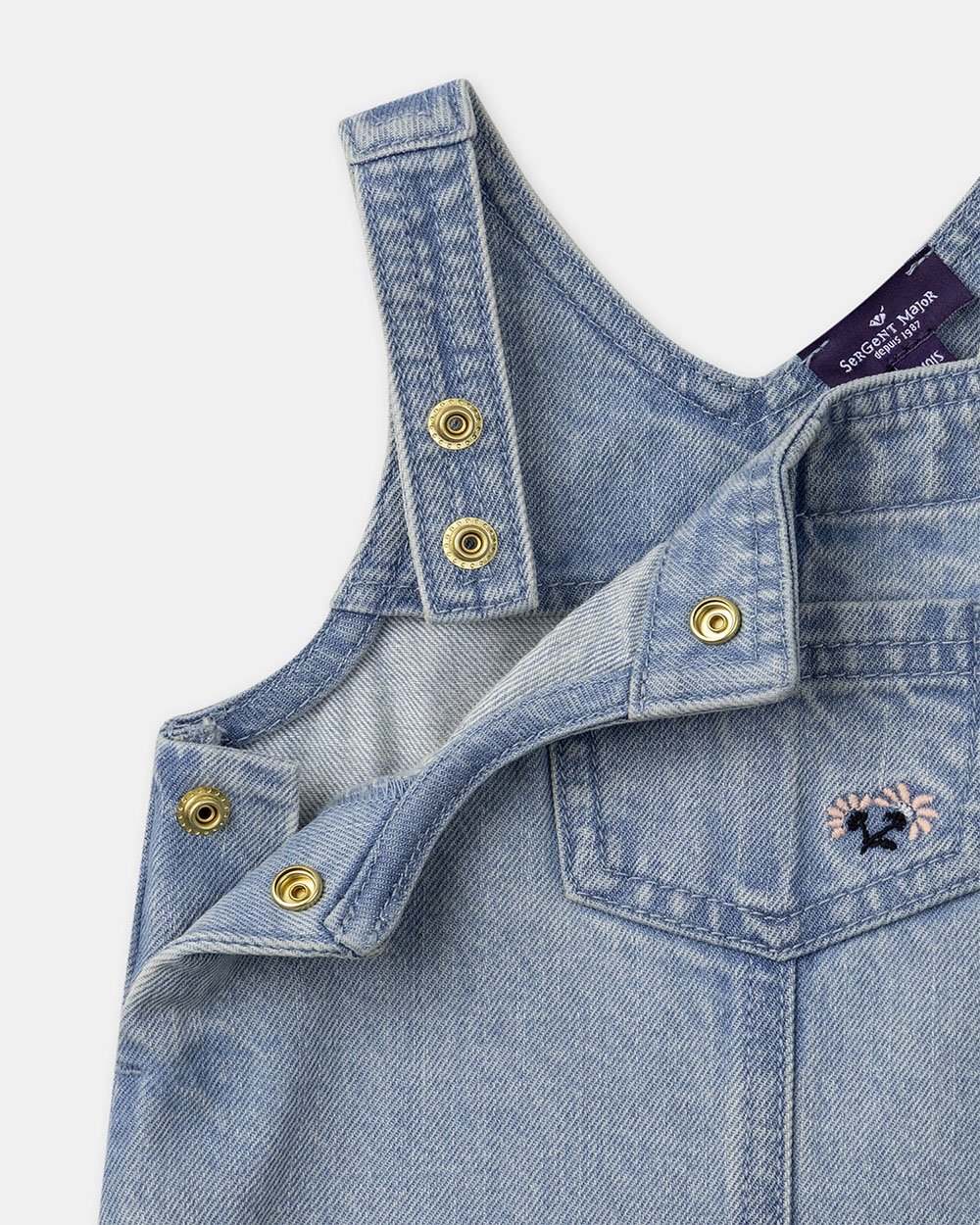 Denim pinafore dress + bodysuit set Blue colour  Sergent Major