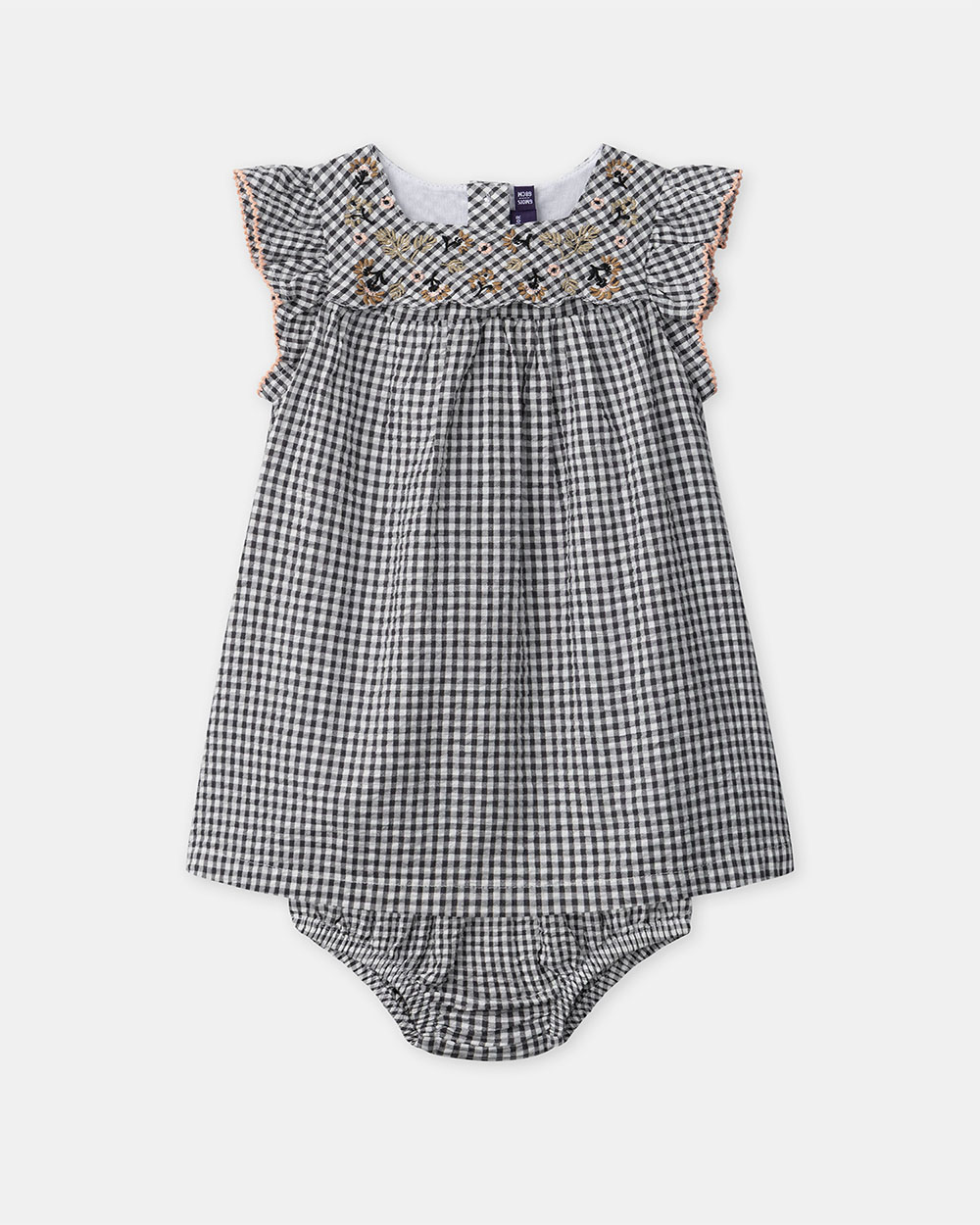 Gingham dress and bloomers Dark grey colour  Sergent Major