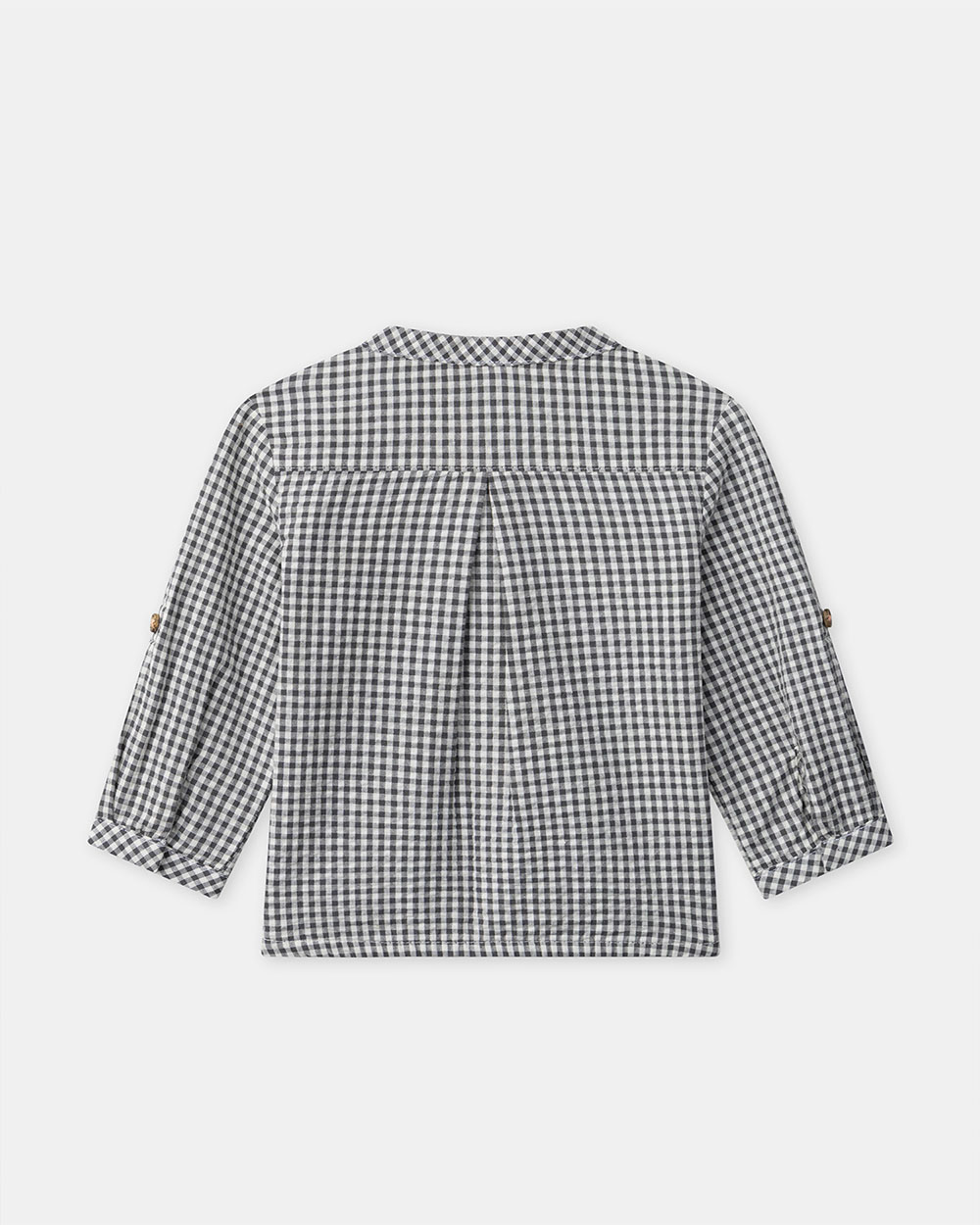 Gingham mandarin collar shirt Dark grey colour  Sergent Major