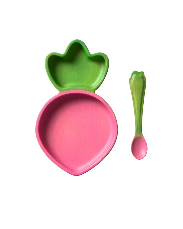 Plate and spoon set Ramona the radish  Oli & Carol