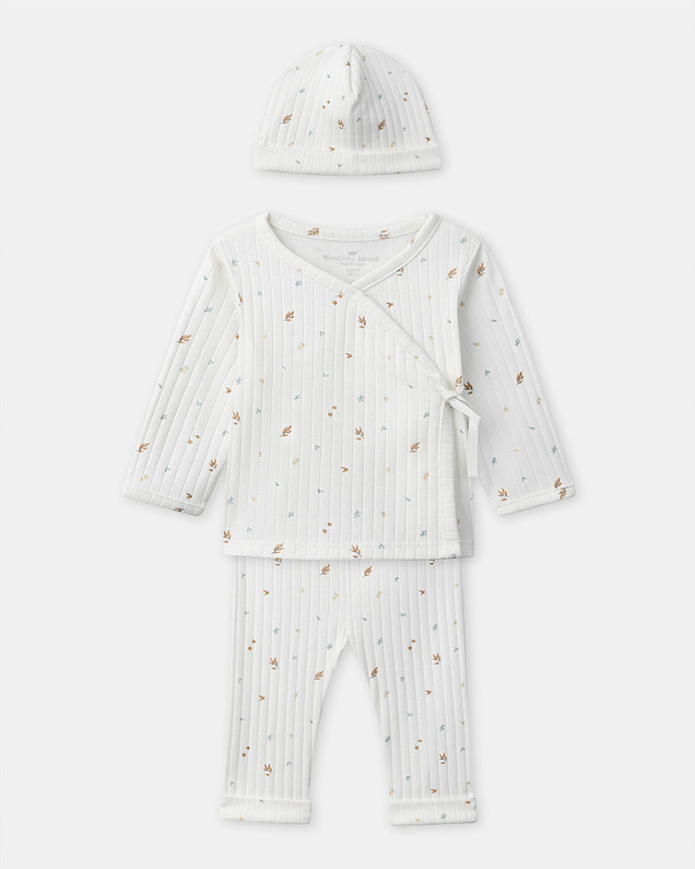 Set with top, trousers and leaf print hat Ecru colour  Sergent Major