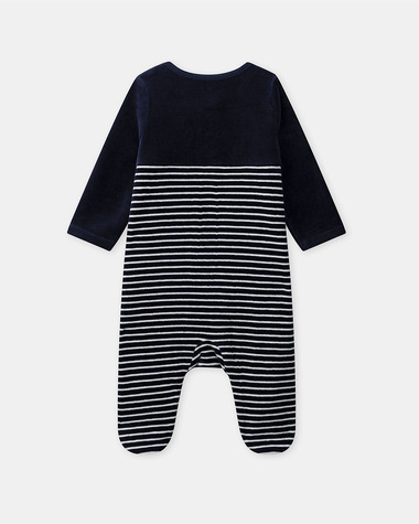 Striped velvet sleepsuit Navy blue colour  Sergent Major