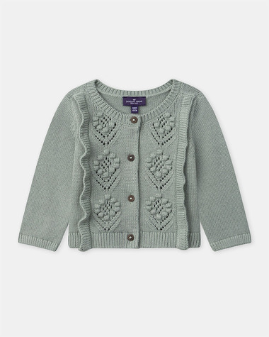 Openwork cardigan with ruffles Green colour  Sergent Major