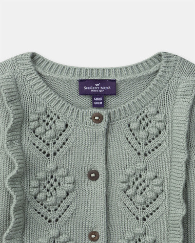 Openwork cardigan with ruffles Green colour  Sergent Major