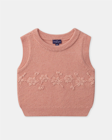 Embroidered sleeveless sweater Coral colour  Sergent Major