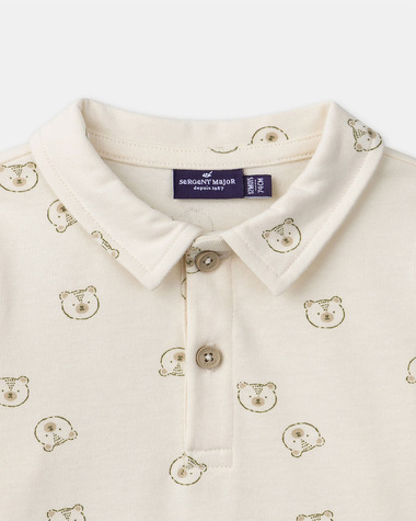 Bear print polo shirt Ecru colour  Sergent Major