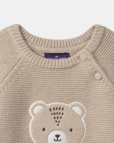 Bear embroidered sweater Beige colour  Sergent Major