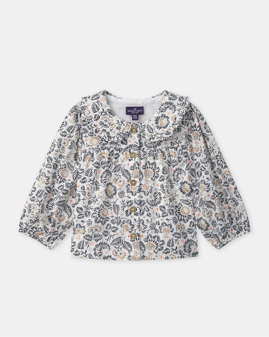 Floral print blouse with collar Dark grey colour  Sergent Major