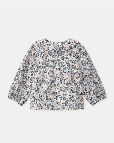 Floral print blouse with collar Dark grey colour  Sergent Major