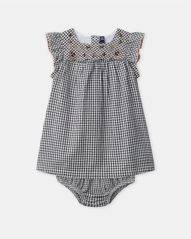 Gingham dress and bloomers Dark grey colour  Sergent Major