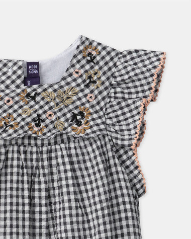 Gingham dress and bloomers Dark grey colour  Sergent Major