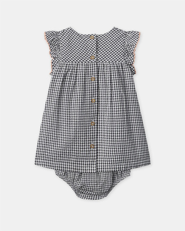 Gingham dress and bloomers Dark grey colour  Sergent Major