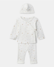Set with top, trousers and leaf print hat Ecru colour  Sergent Major