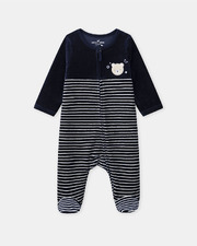 Striped velvet sleepsuit Navy blue colour  Sergent Major