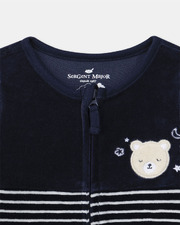 Striped velvet sleepsuit Navy blue colour  Sergent Major