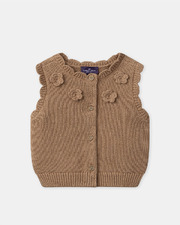 Sleeveless cardigan with flowers Brown colour  Sergent Major