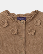 Sleeveless cardigan with flowers Brown colour  Sergent Major