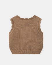 Sleeveless cardigan with flowers Brown colour  Sergent Major