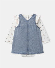Denim pinafore dress + bodysuit set Blue colour  Sergent Major