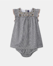 Gingham dress and bloomers Dark grey colour  Sergent Major
