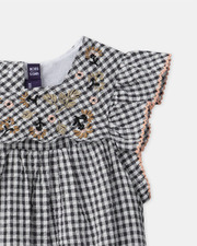 Gingham dress and bloomers Dark grey colour  Sergent Major