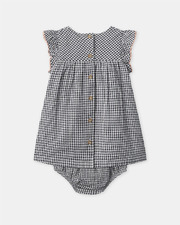 Gingham dress and bloomers Dark grey colour  Sergent Major
