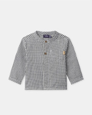 Gingham mandarin collar shirt Dark grey colour  Sergent Major