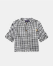 Gingham mandarin collar shirt Dark grey colour  Sergent Major