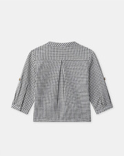 Gingham mandarin collar shirt Dark grey colour  Sergent Major