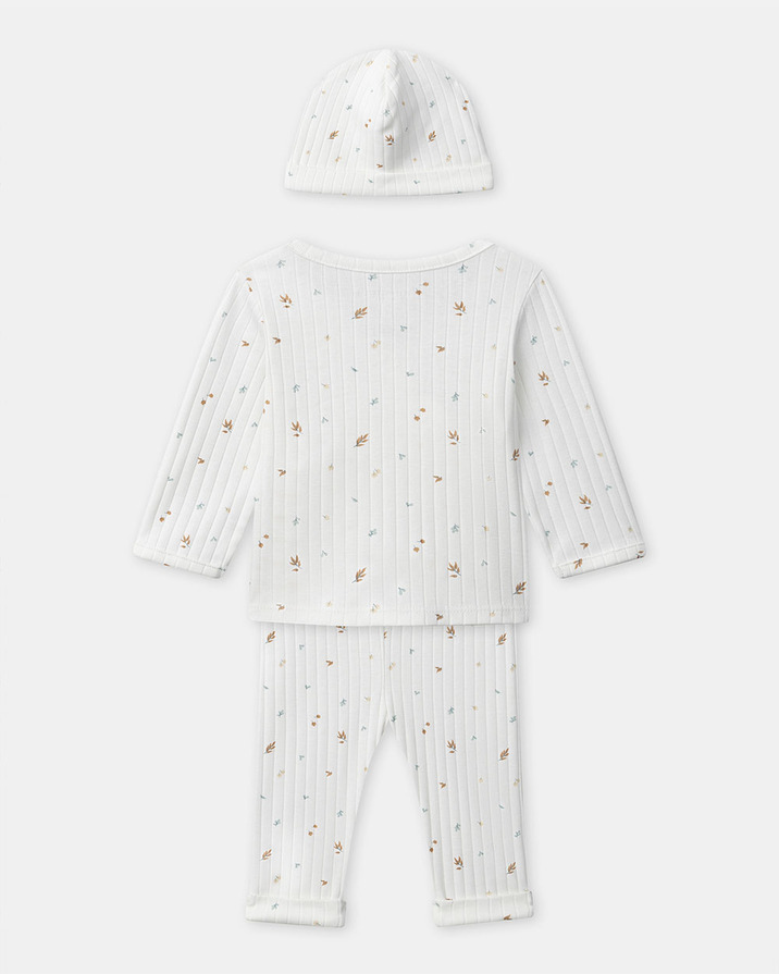 Set with top, trousers and leaf print hat Ecru colour  Sergent Major