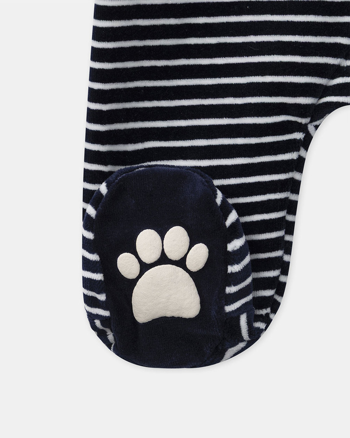 Striped velvet sleepsuit Navy blue colour Sergent Major
