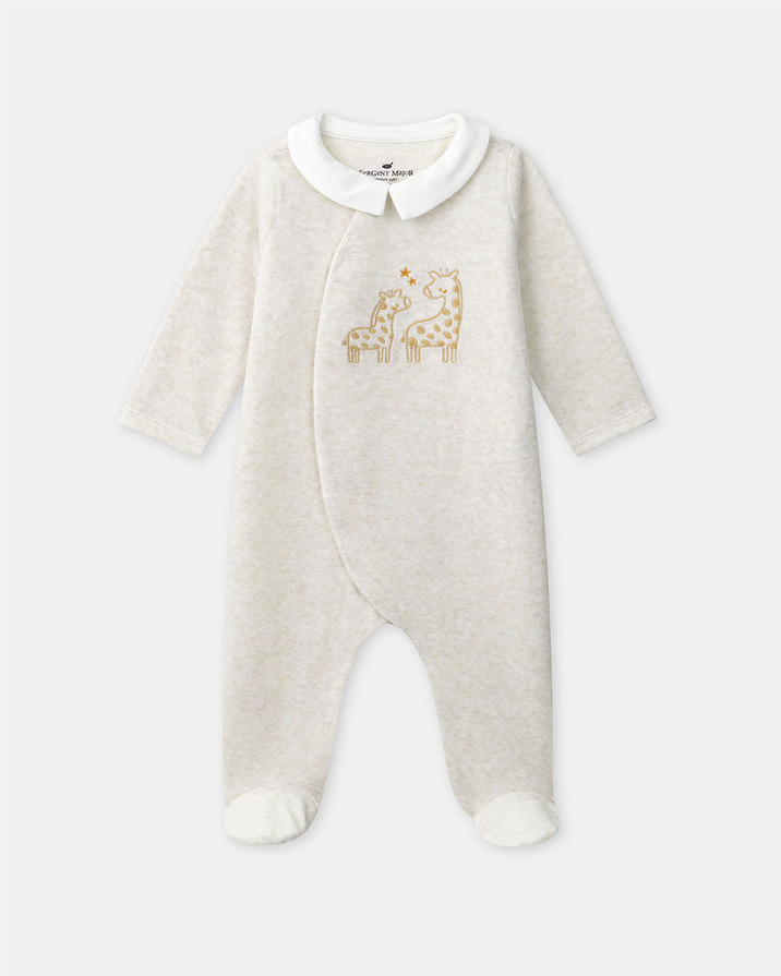 Sleepsuit with giraffe embroidery Beige colour  Sergent Major