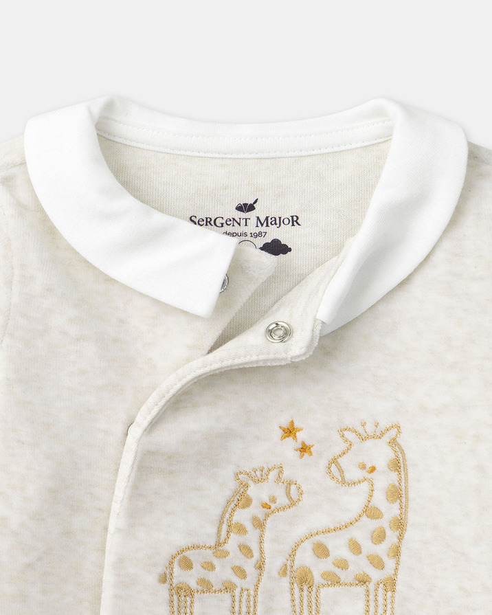 Sleepsuit with giraffe embroidery Beige colour  Sergent Major