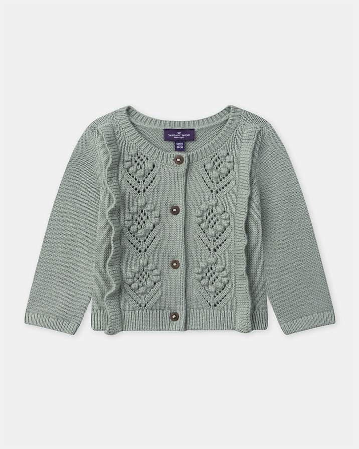 Openwork cardigan with ruffles Green colour  Sergent Major
