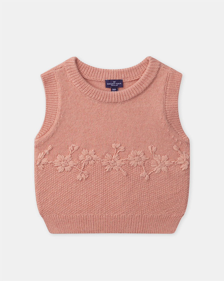 Embroidered sleeveless sweater Coral colour  Sergent Major