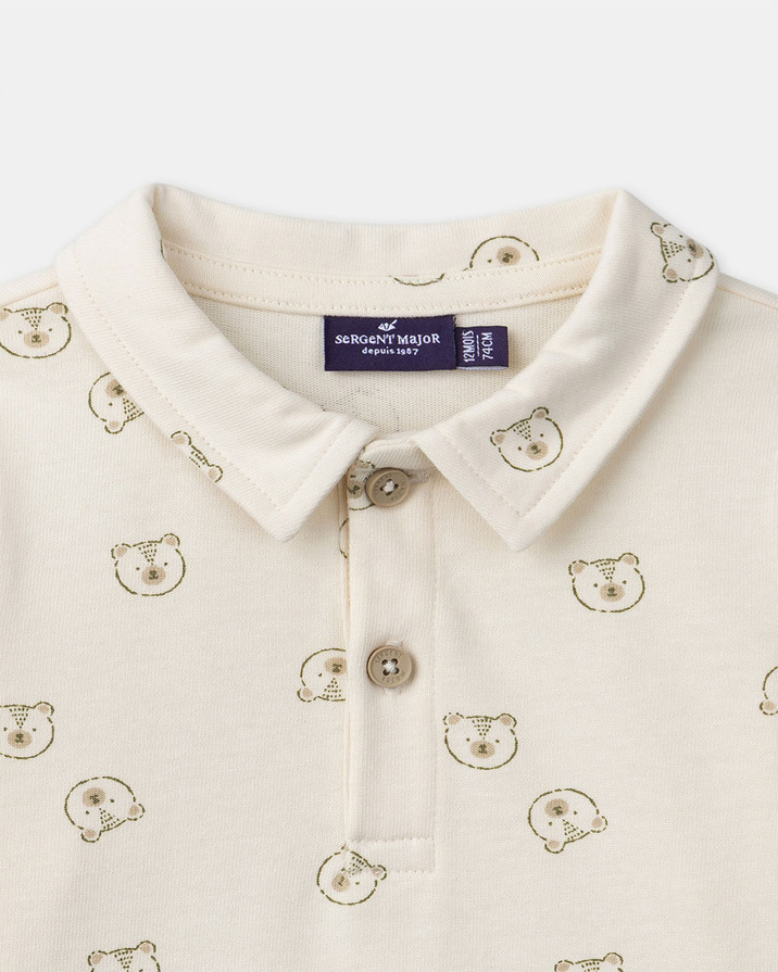Bear print polo shirt Ecru colour  Sergent Major