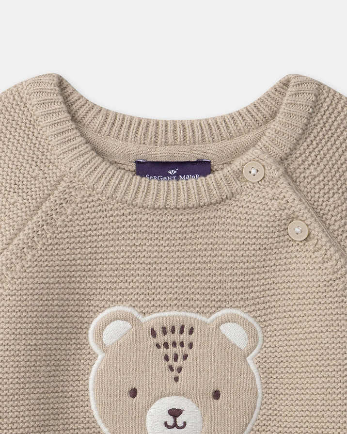 Bear embroidered sweater Beige colour  Sergent Major